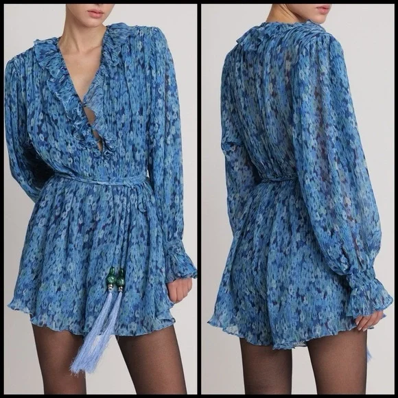 SABINA MUSAYEV Larry Romper in Turquoise Print